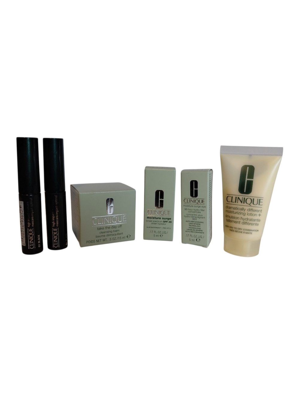 Clinique light green skincare set with black tube